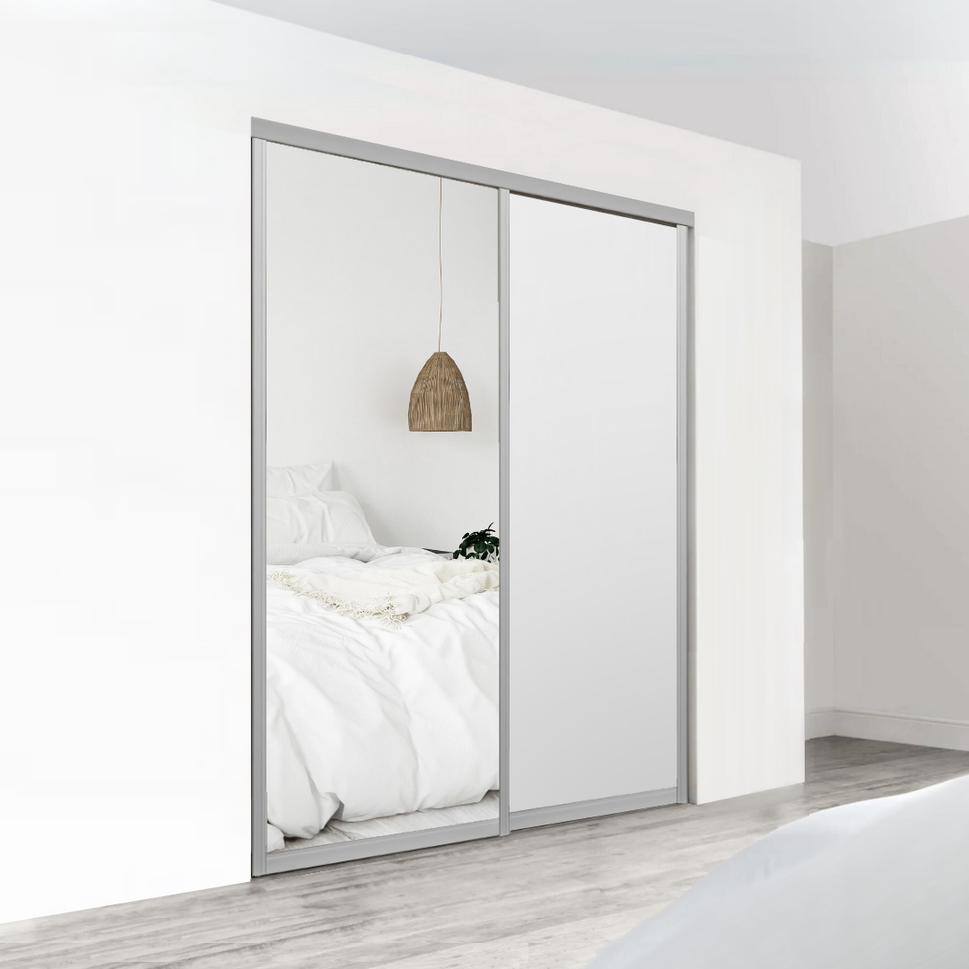 Ultra Double Sliding Doors – Mirror + White - Image 2