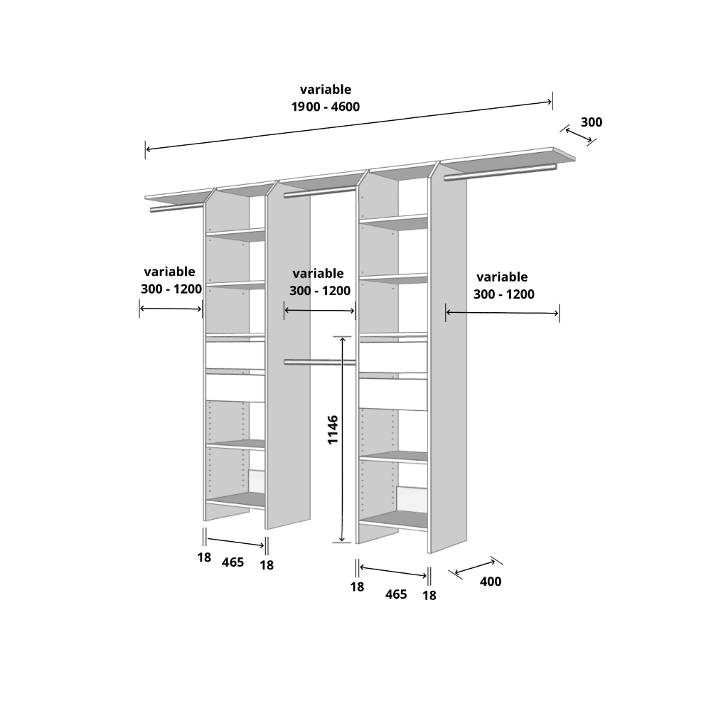 Tasman 500 Wardrobe Drawer Duo – White - Image 2