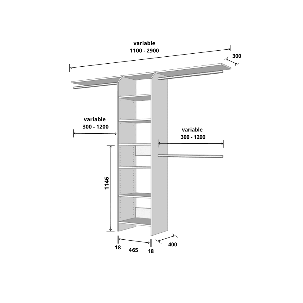 Tasman 500 Wardrobe Shelf Tower – White - Image 2